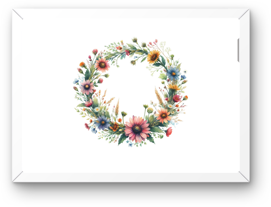 Wildflower Wreath Wall Art | Watercolor Floral Circle Print | Botanical Home Gift