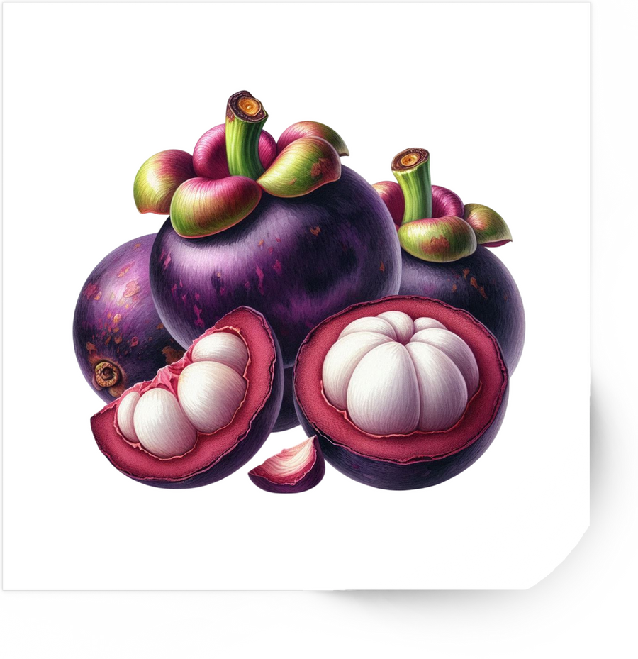 Mangosteen Fruit Sticker | Realistic Tropical Fruit Vinyl Decal | Exotic Foodie Gift