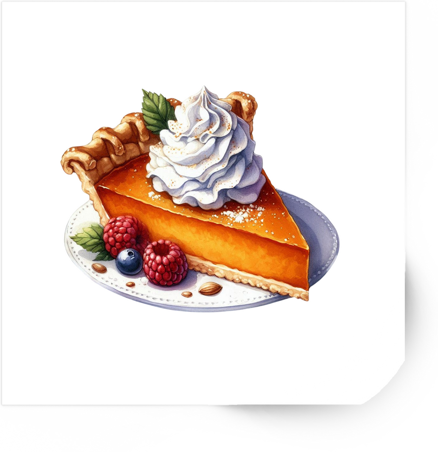 Pumpkin Pie Slice Sticker | Watercolor Autumn Dessert Vinyl Decal | Fall Foodie Gift