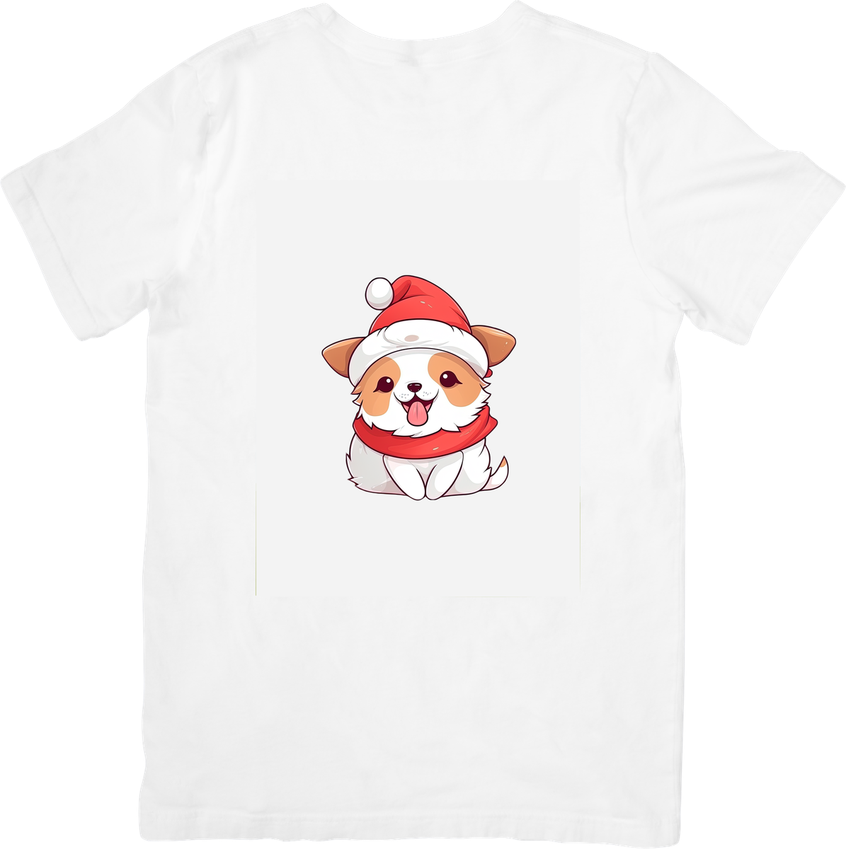 Christmas Puppy T-Shirt | Kawaii Santa Hat Dog Graphic Tee | Cute Holiday Gift