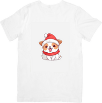 Thumbnail for Christmas Puppy T-Shirt | Kawaii Santa Hat Dog Graphic Tee | Cute Holiday Gift
