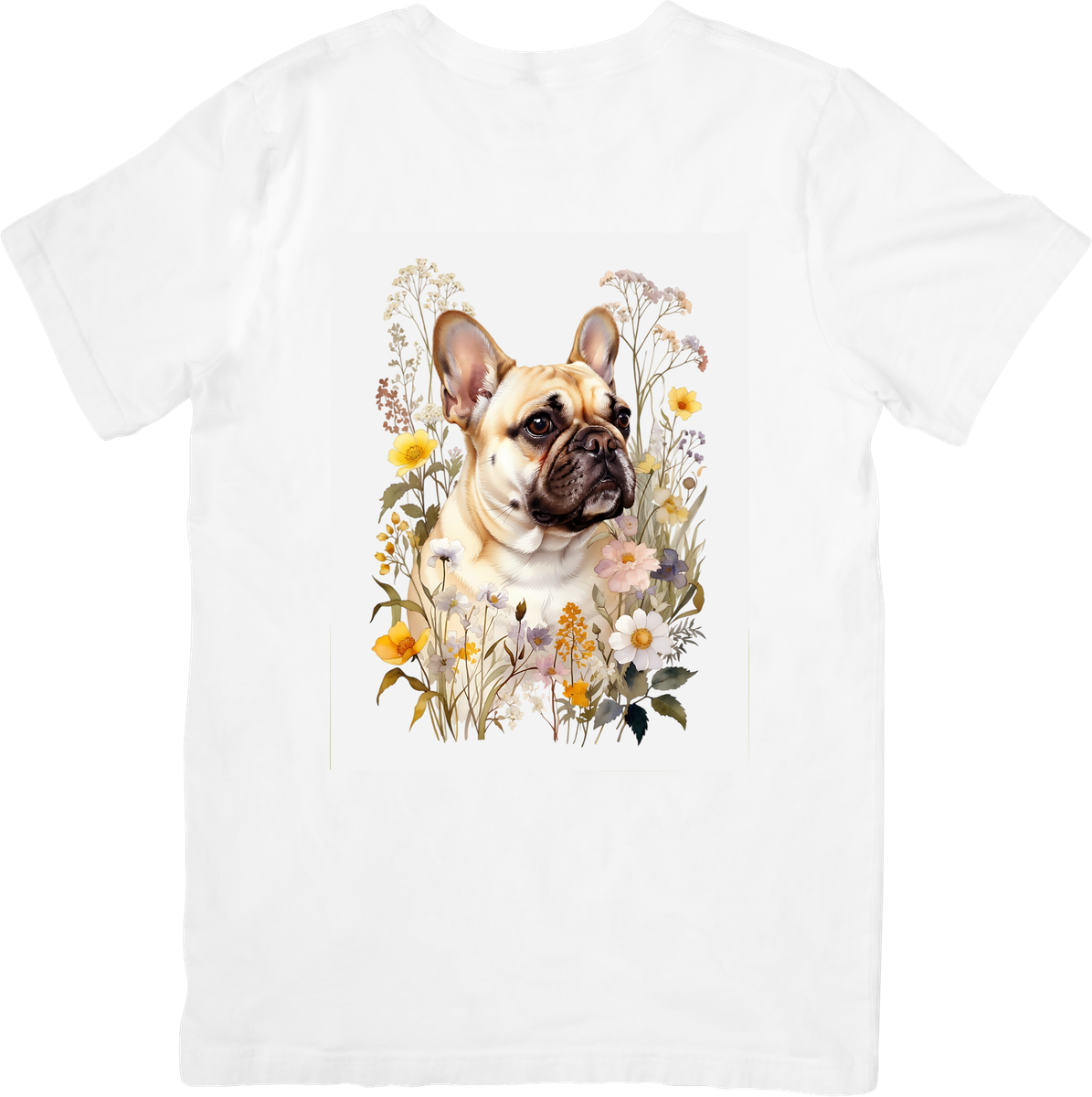 French Bulldog Wildflower T-Shirt | Watercolor Frenchie Portrait Graphic Tee | Dog Mom Gift
