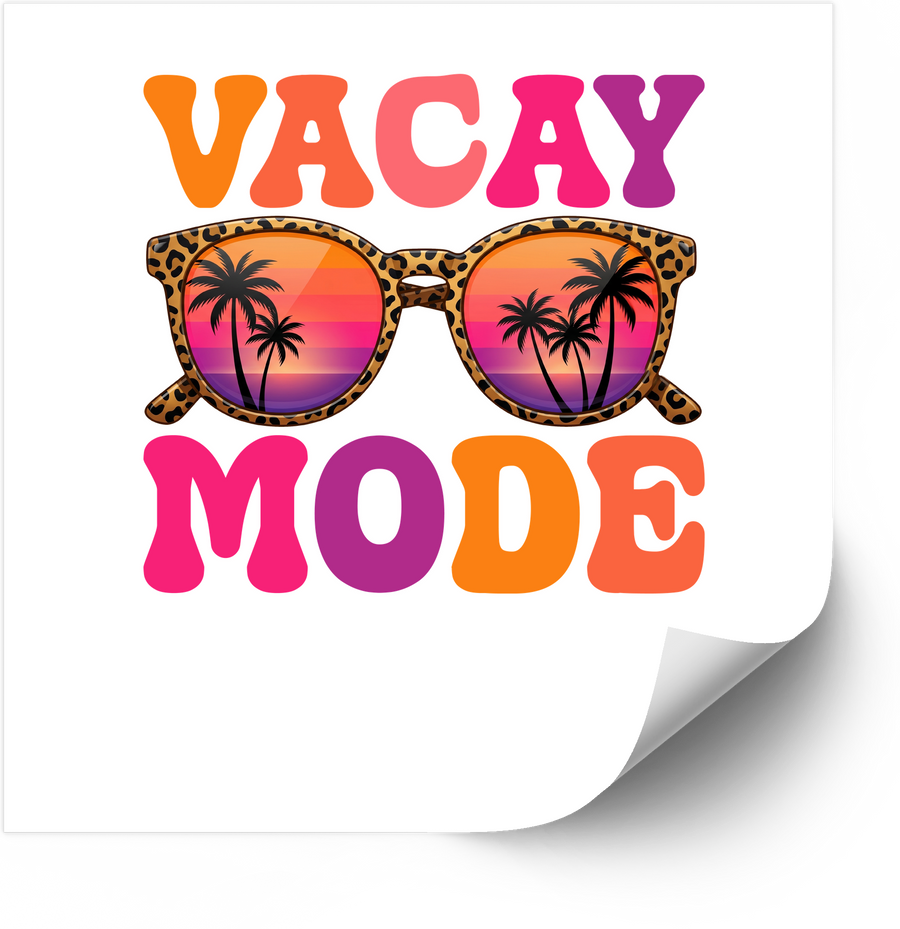 Vacay Mode Sunglasses Sticker | Tropical Sunset Palm Vinyl Decal | Summer Vacation Gift