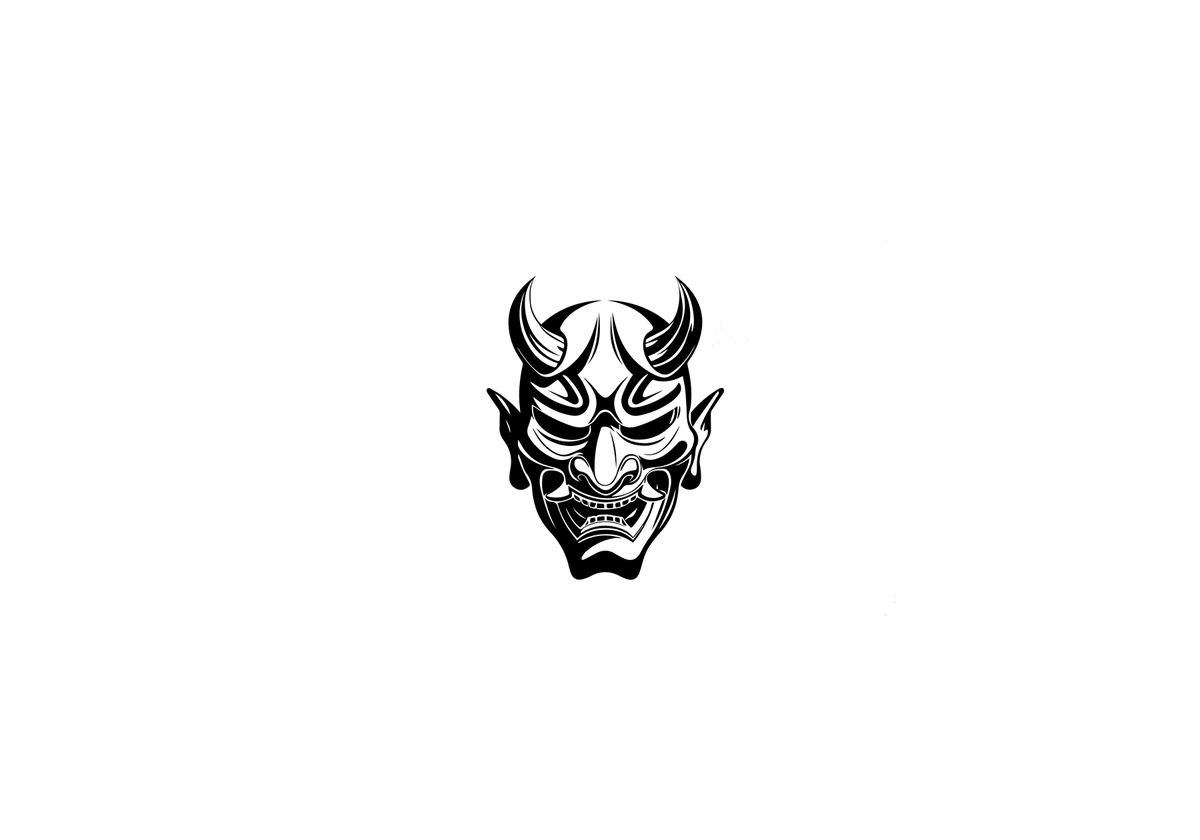 Hannya Demon Mask Throw Pillow | Japanese Oni Tribal Pillow | Tattoo Art Gift
