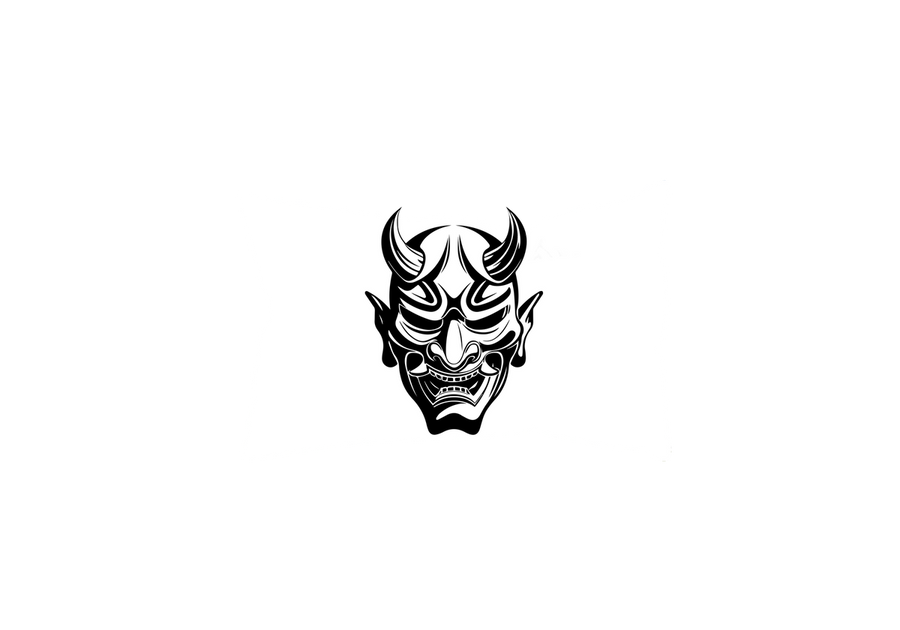 Hannya Demon Mask Throw Pillow | Japanese Oni Tribal Pillow | Tattoo Art Gift