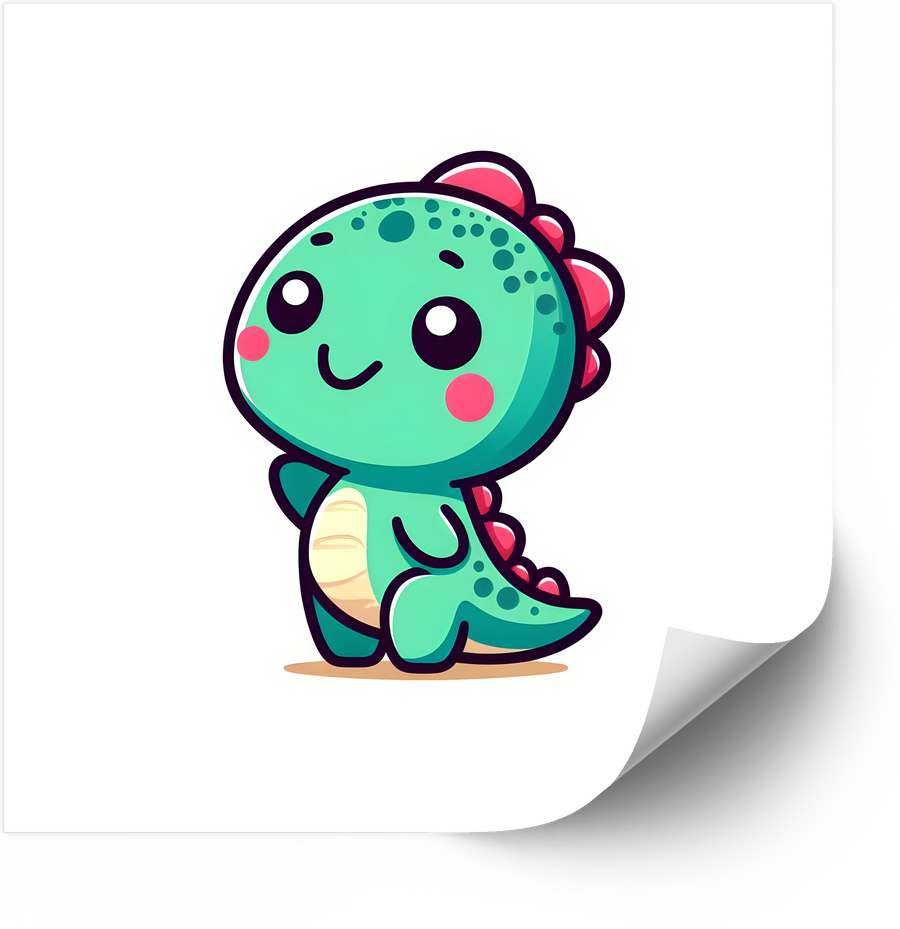 Kawaii Baby Dinosaur Sticker | Cute Green Dino Vinyl Decal | Kids Cartoon Gift