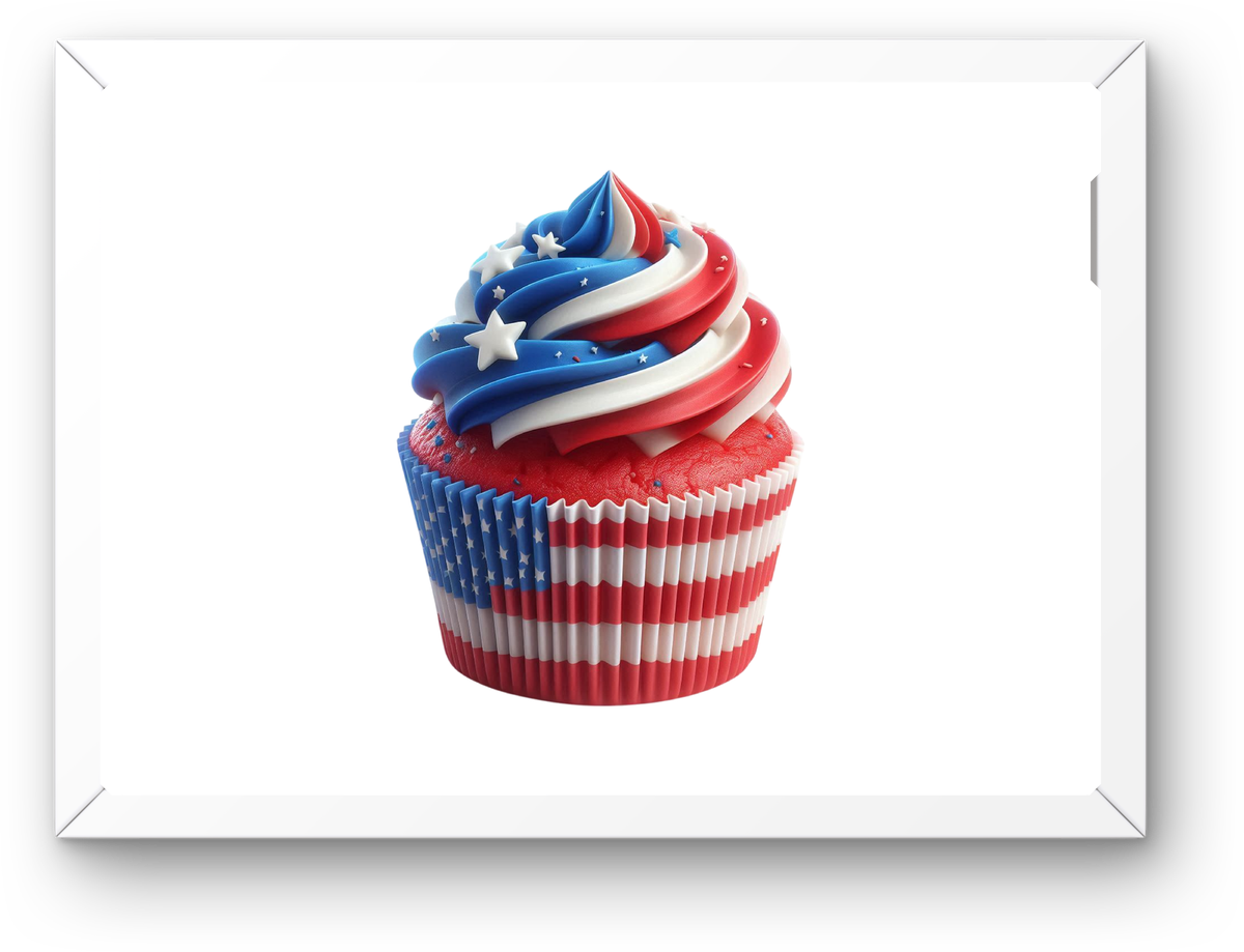 Patriotic Cupcake Wall Art | American Flag Red White Blue Print | 4th Of July Gift