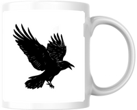 Thumbnail for Flying Raven Mug | Black Silhouette Crow Coffee Mug | Gothic Bird Lover Gift