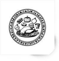 Thumbnail for Thanksgiving Feast Plate Sticker | Line Art Turkey Dinner Vinyl Decal | Holiday Gift