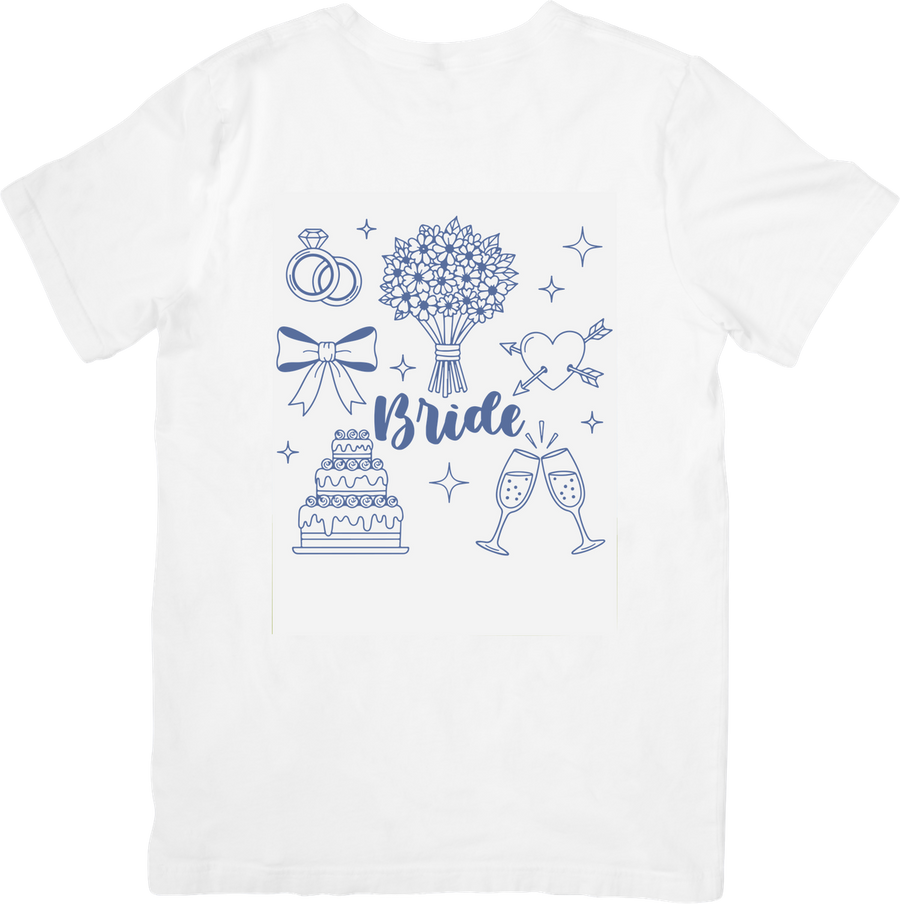Bride Doodle T-Shirt | Bachelorette Wedding Icons Graphic Tee | Bridal Party Gift