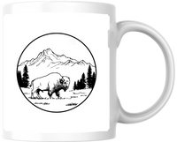 Thumbnail for Bison Mountain Landscape Mug | Line Art Buffalo Coffee Mug | Nature Wildlife Gift