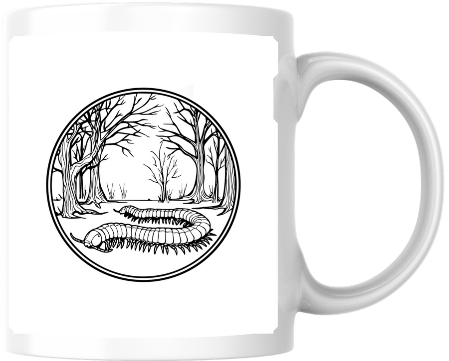 Forest Centipede Mug | Black and White Line Art Coffee Mug | Nature Bug Lover Gift