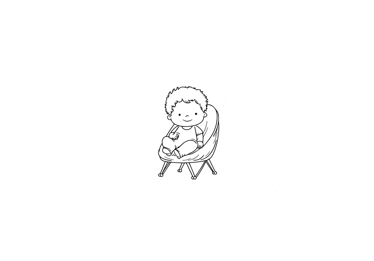 Sketched Baby In Chair Throw Pillow | Minimal Line Art Decorative Pillow | Nursery Gift