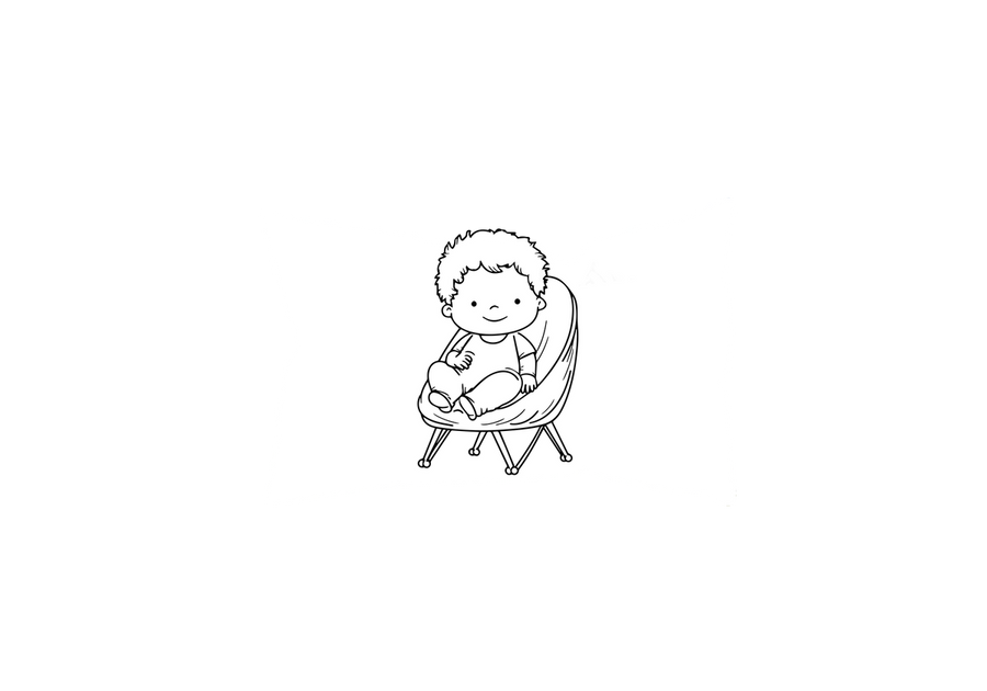 Sketched Baby In Chair Throw Pillow | Minimal Line Art Decorative Pillow | Nursery Gift