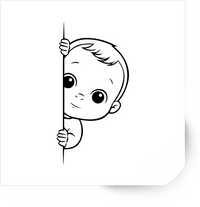 Thumbnail for Peeking Baby Sticker | Cute Line Art Cartoon Vinyl Decal | Baby Shower Gift
