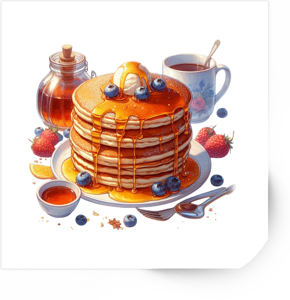 Pancake Stack Sticker | Watercolor Breakfast Vinyl Decal | Foodie Brunch Gift