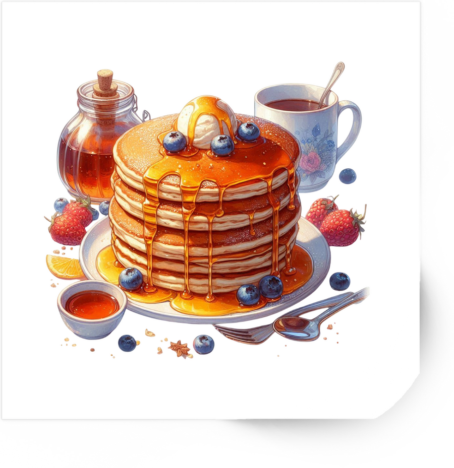 Pancake Stack Sticker | Watercolor Breakfast Vinyl Decal | Foodie Brunch Gift