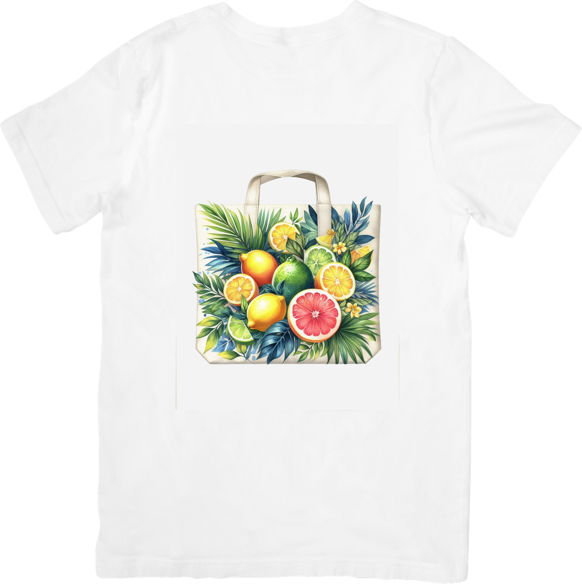 Citrus Tote Bag T-Shirt | Watercolor Lemon Grapefruit Graphic Tee | Summer Fruit Gift