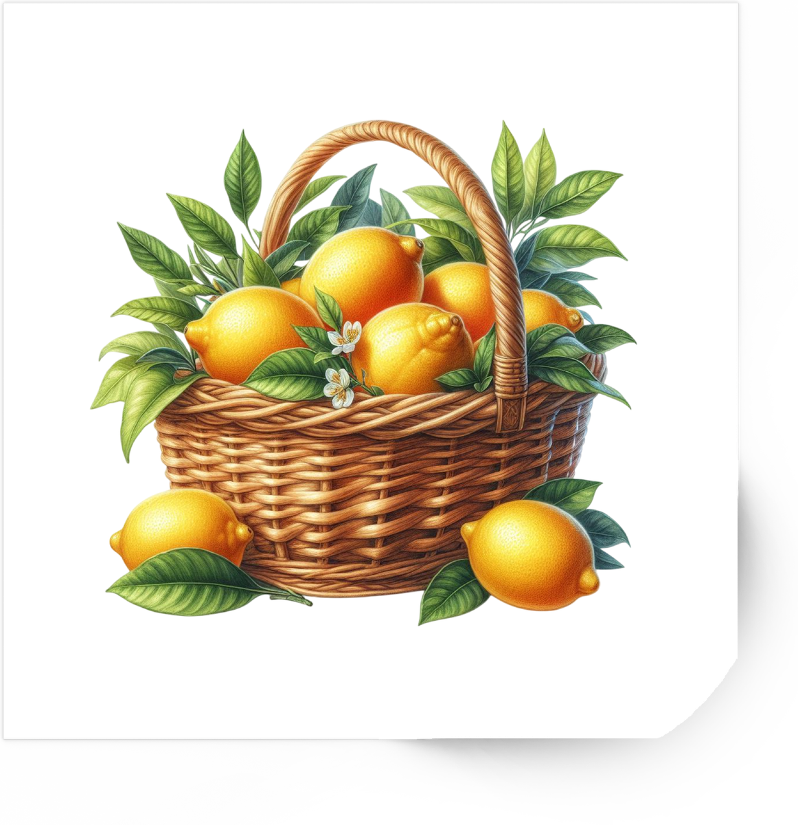 Lemon Basket Sticker | Detailed Watercolor Citrus Vinyl Decal | Kitchen Decor Gift