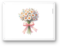 Thumbnail for Daisy Bouquet Wall Art | Watercolor Floral Pink Bow Print | Spring Home Gift