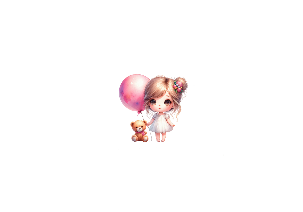 Cute Girl Balloon Throw Pillow | Kawaii Teddy Bear Decorative Pillow | Kids Room Gift