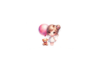 Thumbnail for Cute Girl Balloon Throw Pillow | Kawaii Teddy Bear Decorative Pillow | Kids Room Gift