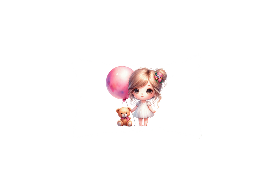 Cute Girl Balloon Throw Pillow | Kawaii Teddy Bear Decorative Pillow | Kids Room Gift