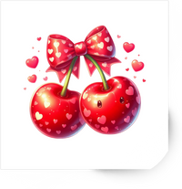 Thumbnail for Coquette Cherry Sticker | Kawaii Heart Bow Vinyl Decal | Cute Aesthetic Gift