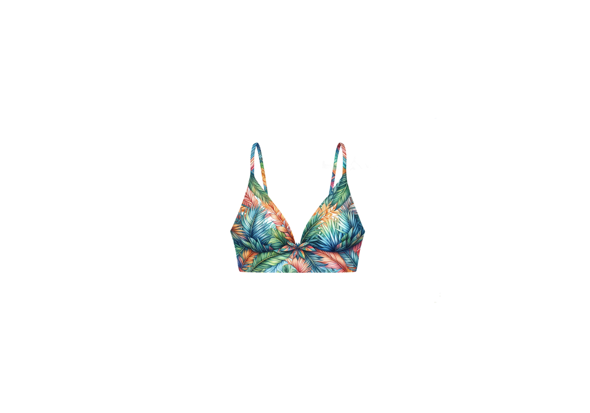 Tropical Leaf Bikini Throw Pillow | Colorful Palm Print Decorative Pillow | Beach Room Gift