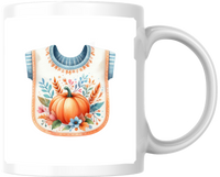 Thumbnail for Pumpkin Baby Bib Mug | Watercolor Fall Nursery Coffee Mug | New Baby Autumn Gift
