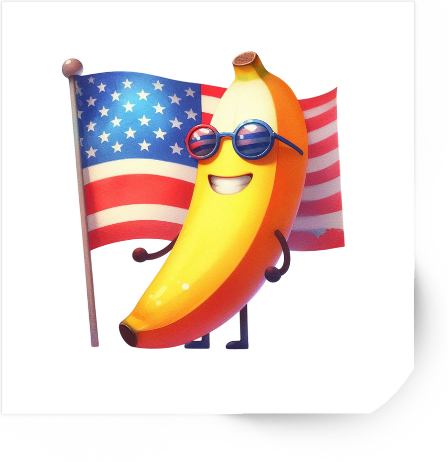 Patriotic Banana Sticker | American Flag Sunglasses Vinyl Decal | Funny 4th of July Gift