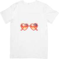 Thumbnail for Heart Sunglasses T-Shirt | Sunset Reflection Pink Shades Graphic Tee | Summer Vibes Gift