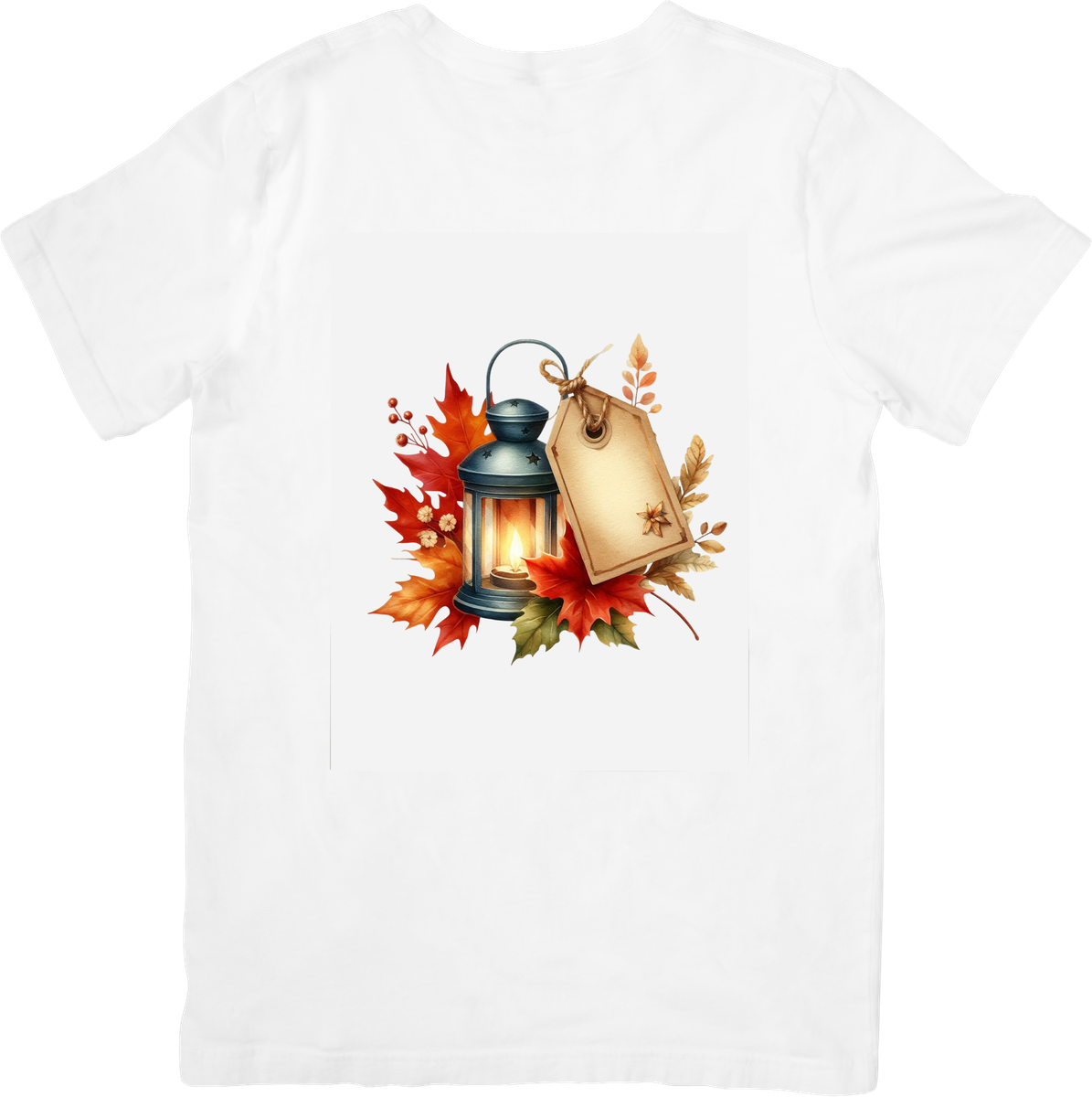 Autumn Lantern T-Shirt | Fall Leaves Cozy Graphic Tee | Thanksgiving Season Gift