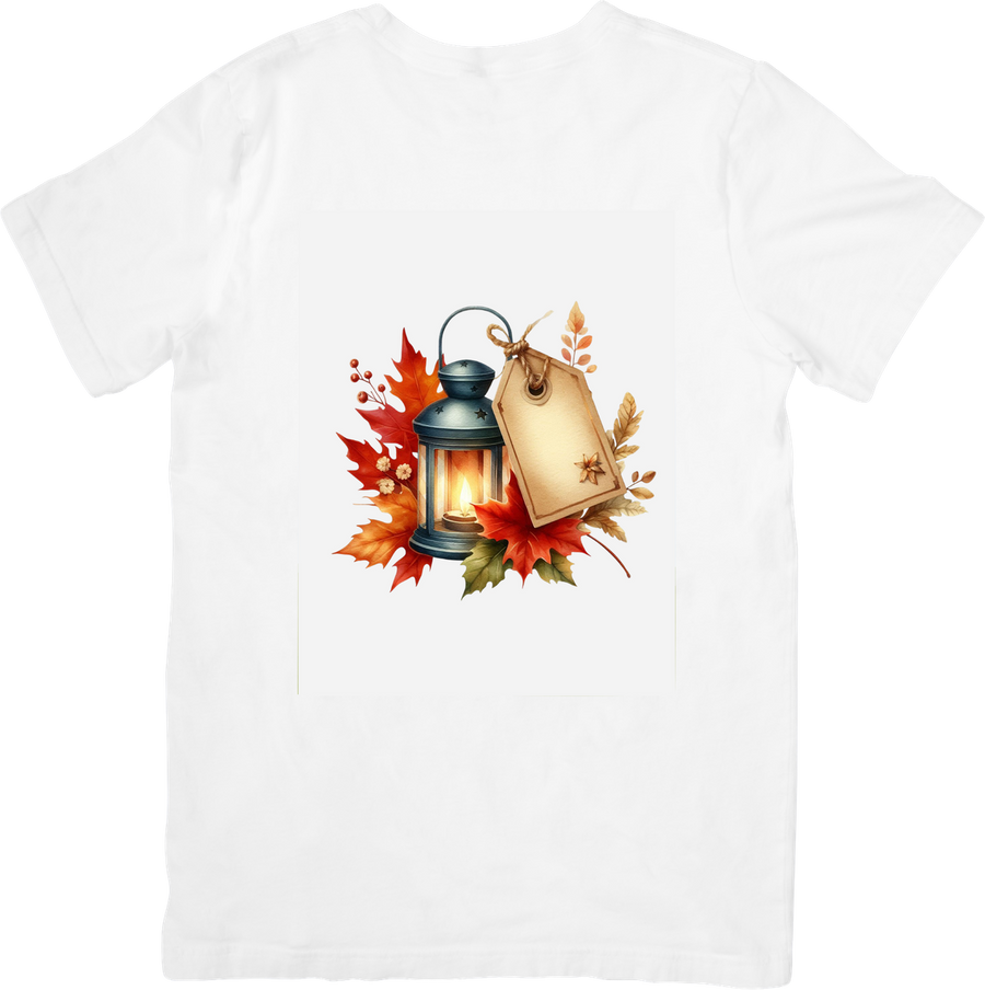 Autumn Lantern T-Shirt | Fall Leaves Cozy Graphic Tee | Thanksgiving Season Gift
