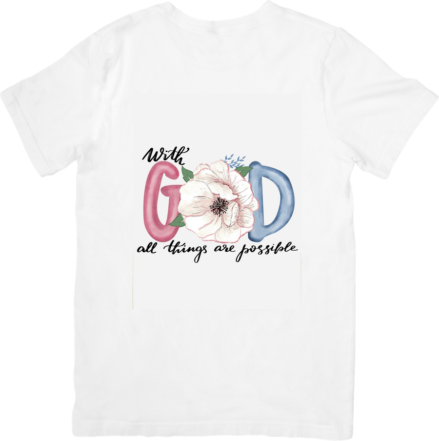 With God All Things Are Possible T-Shirt | Floral Faith Graphic Tee | Christian Gift