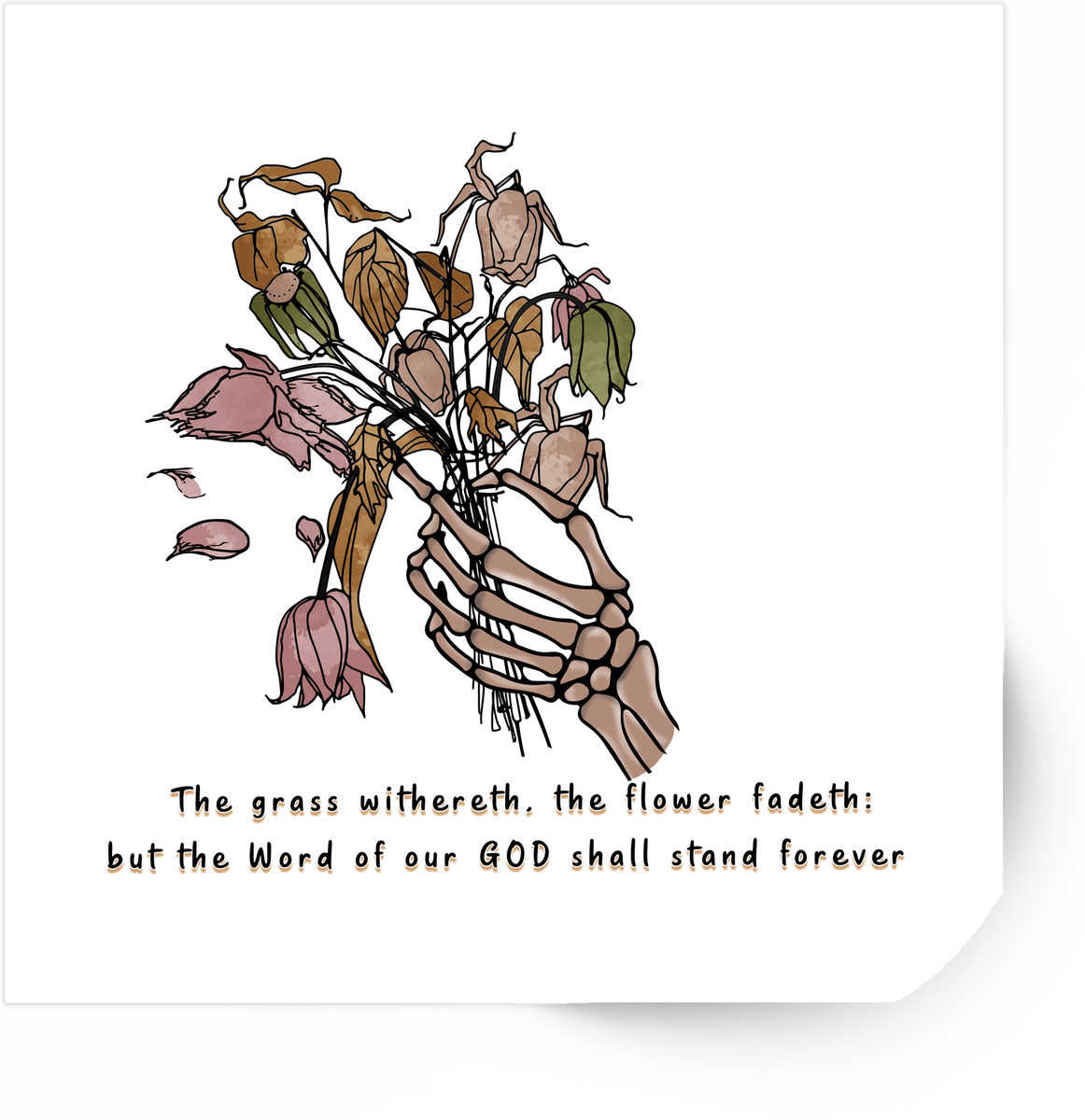 Skeleton Hand Flowers Sticker | Bible Verse Gothic Vinyl Decal | Christian Faith Gift