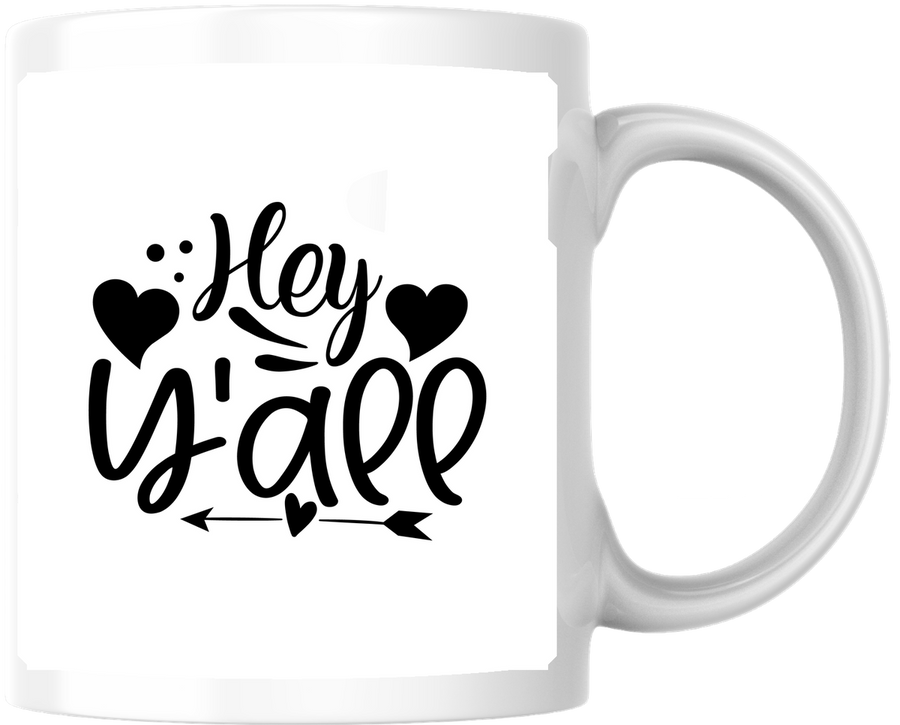 Hey Y'all Mug | Southern Hand-Lettered Coffee Mug | Country Charm Gift