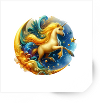 Thumbnail for Celestial Unicorn Moon Sticker | Golden Fantasy Vinyl Decal | Magical Dreamer Gift