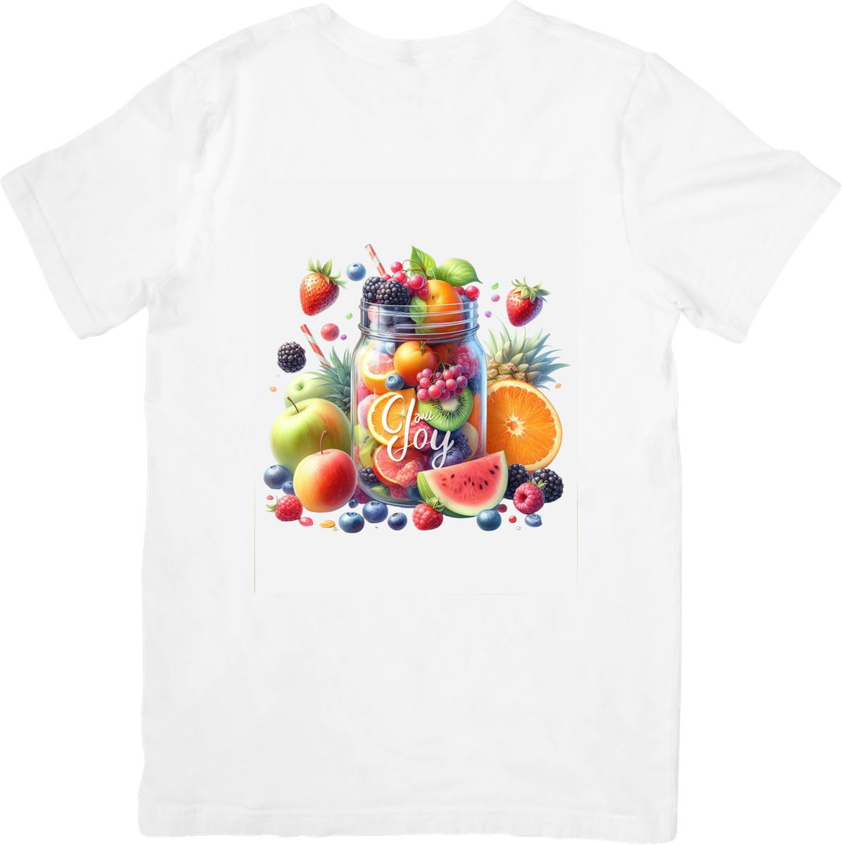 Enjoy Joy Fruit Jar T-Shirt | Colorful Smoothie Graphic Tee | Healthy Foodie Gift