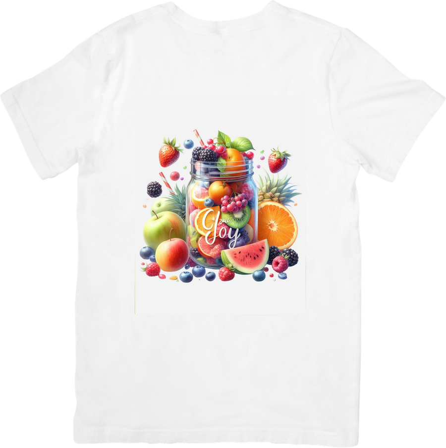 Enjoy Joy Fruit Jar T-Shirt | Colorful Smoothie Graphic Tee | Healthy Foodie Gift