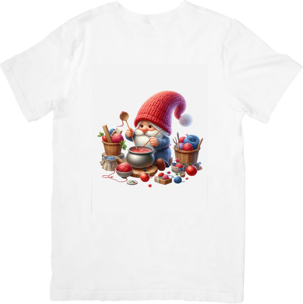 Knitting Gnome T-Shirt | Cozy Yarn Crafting Graphic Tee | Crafter Knitter Gift