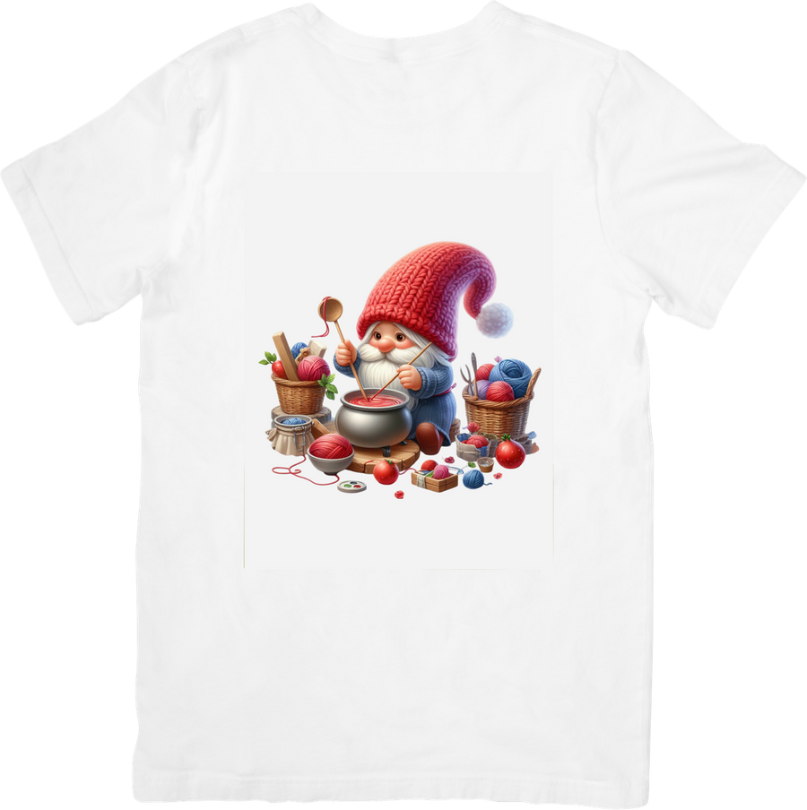 Knitting Gnome T-Shirt | Cozy Yarn Crafting Graphic Tee | Crafter Knitter Gift