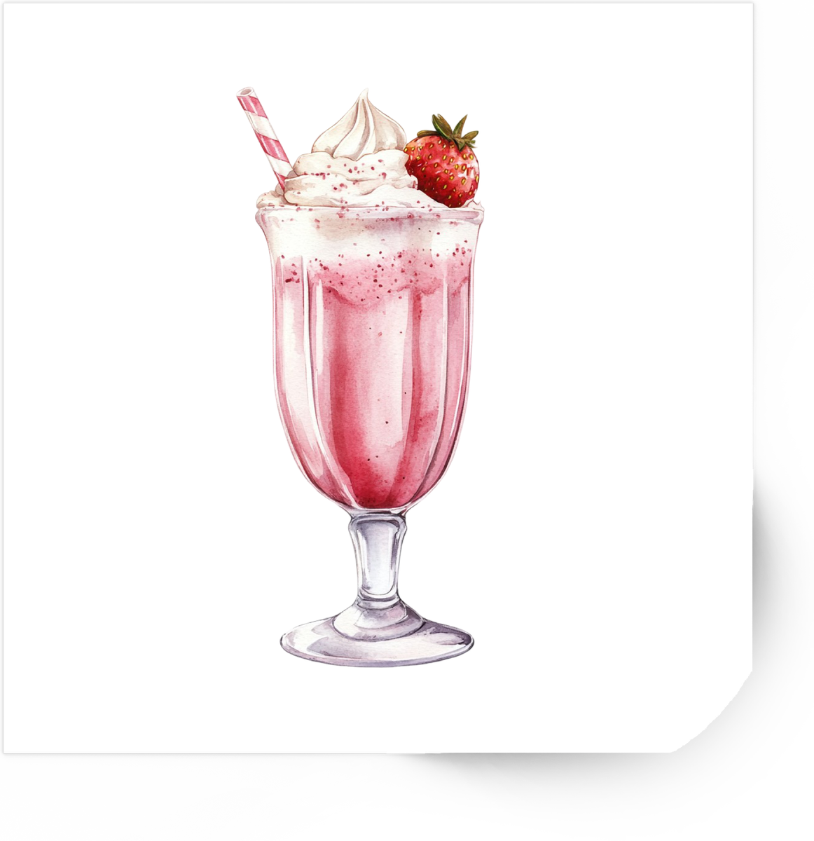 Strawberry Milkshake Sticker | Watercolor Dessert Vinyl Decal | Sweet Treat Gift