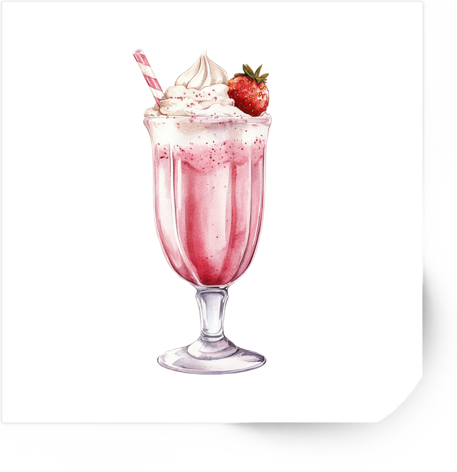 Strawberry Milkshake Sticker | Watercolor Dessert Vinyl Decal | Sweet Treat Gift