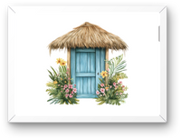 Thumbnail for Tropical Beach Hut Wall Art | Watercolor Cabana Flowers Print | Coastal Home Gift