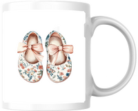 Thumbnail for Floral Baby Shoes Mug | Watercolor Bow Booties Coffee Mug | Baby Shower Gift