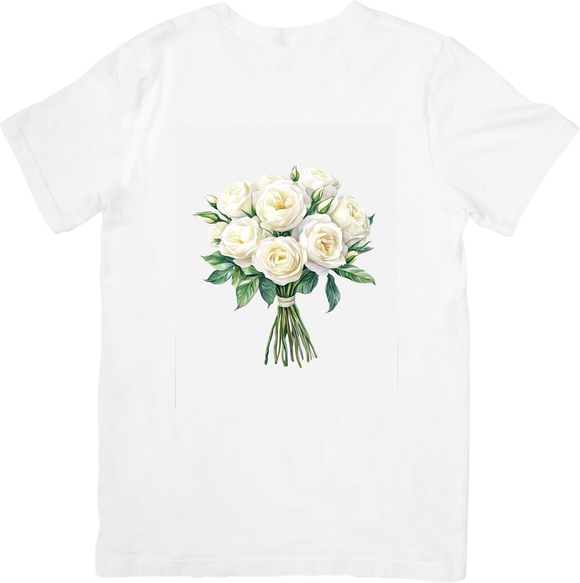 White Rose Bouquet T-Shirt | Watercolor Floral Graphic Tee | Wedding Bridal Gift