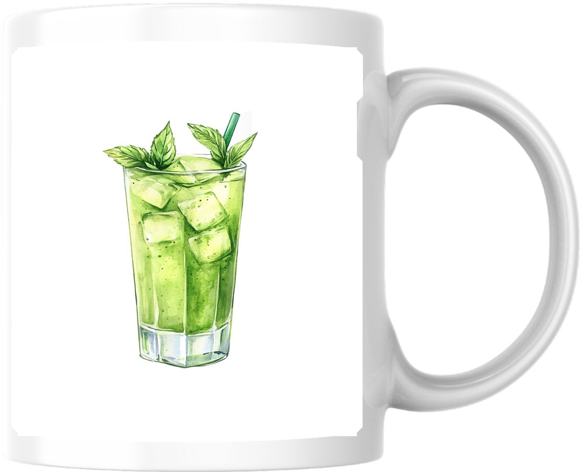 Iced Matcha Drink Mug | Watercolor Green Mint Beverage Coffee Mug | Matcha Lover Gift
