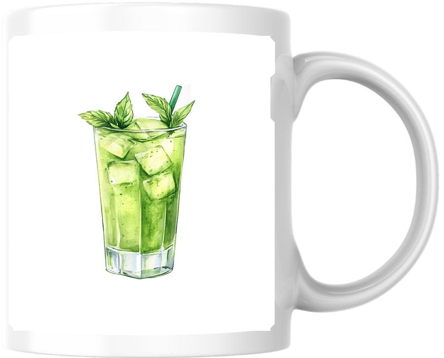 Iced Matcha Drink Mug | Watercolor Green Mint Beverage Coffee Mug | Matcha Lover Gift