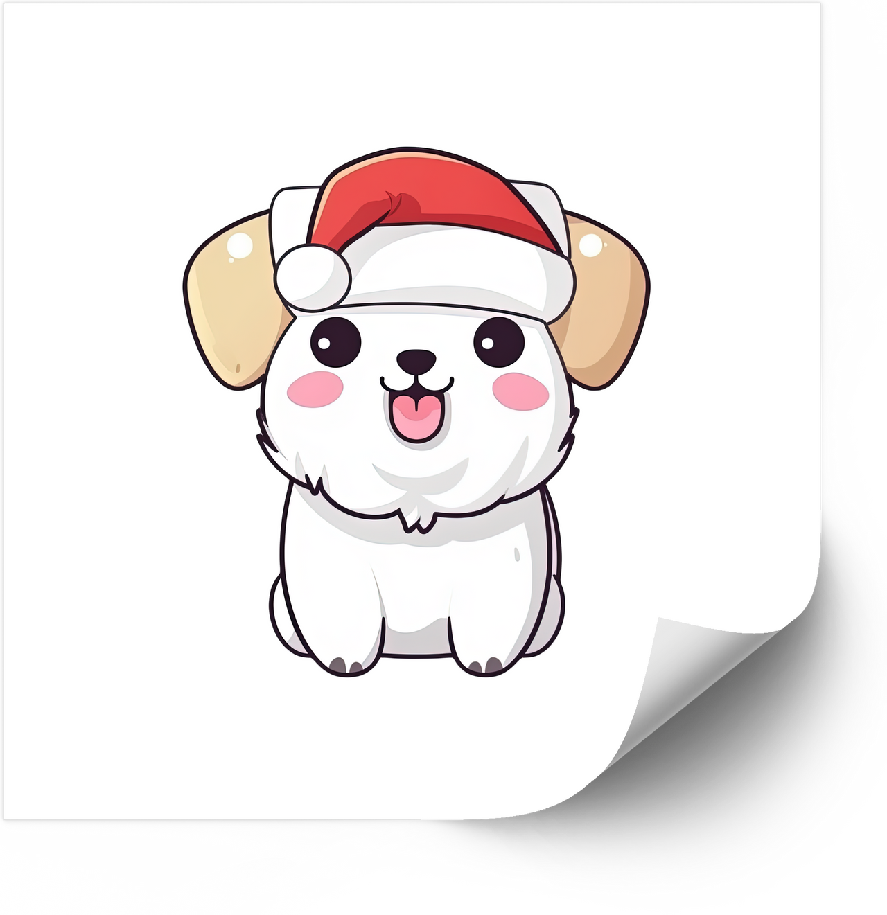 Christmas Puppy Sticker | Kawaii Santa Hat Dog Vinyl Decal | Holiday Pet Lover Gift
